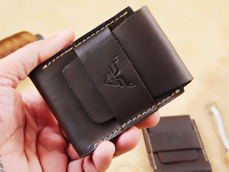 Maverick Minimalist Leather Wallet, open, with cards