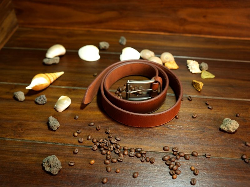 Monarch Premium Leather Belt, coiled, from the shoot
