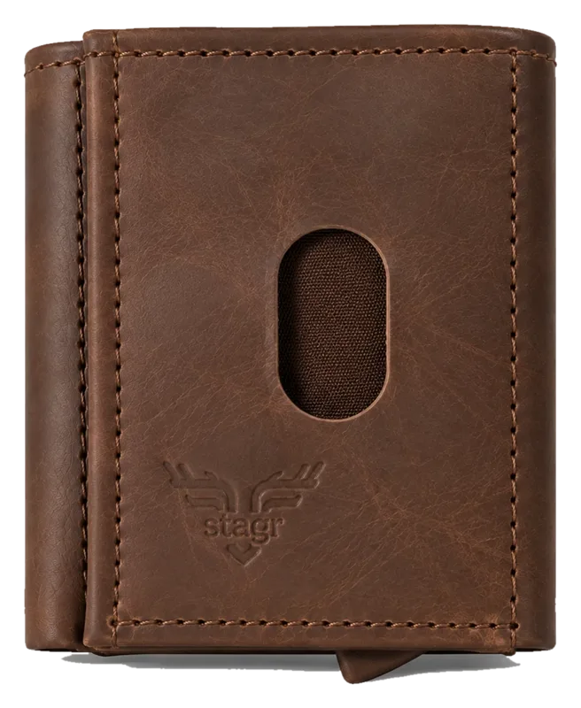 Quickdraw Trifold Leather Wallet in coffee