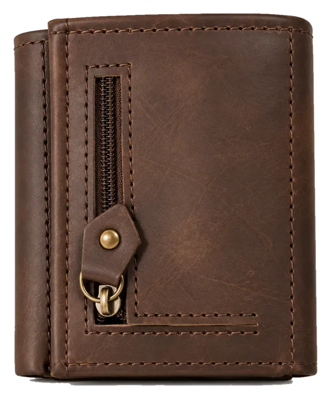 Quickdraw Trifold Leather Wallet in coffee