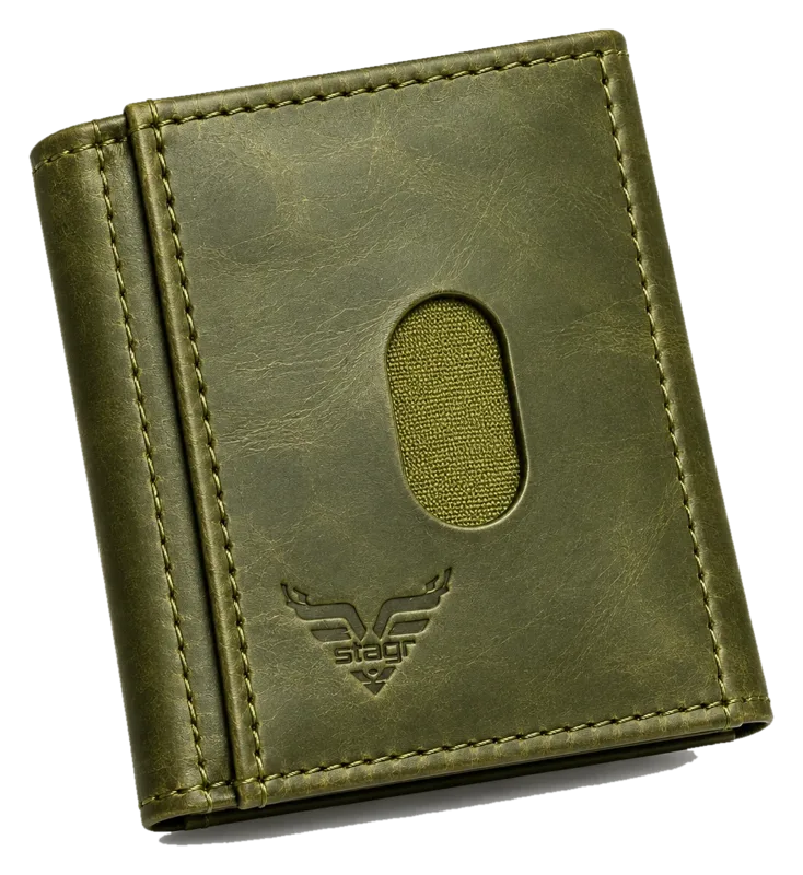 Quickdraw Trifold Leather Wallet in green