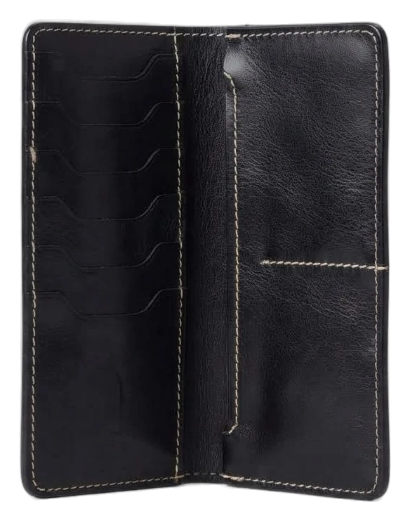Upbuck Long Leather Wallet in coffee