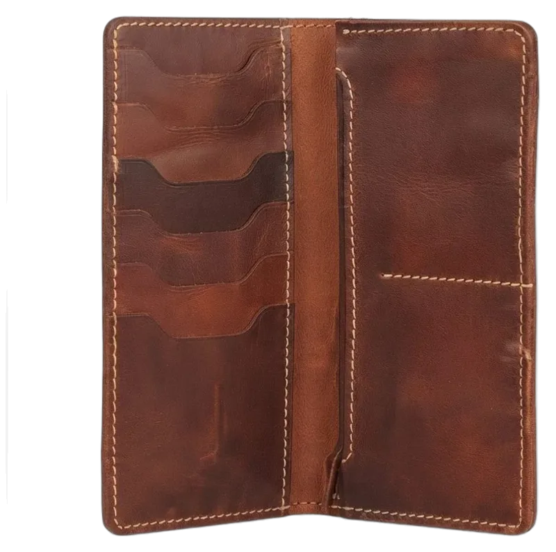 Upbuck Long Leather Wallet in brown