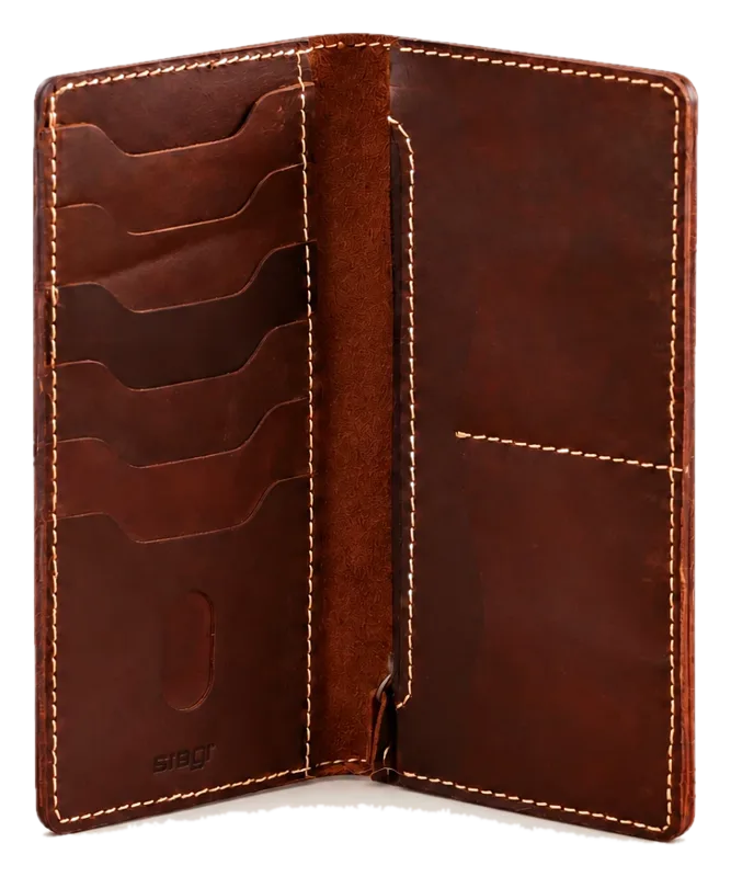 Upbuck Long Leather Wallet in brown
